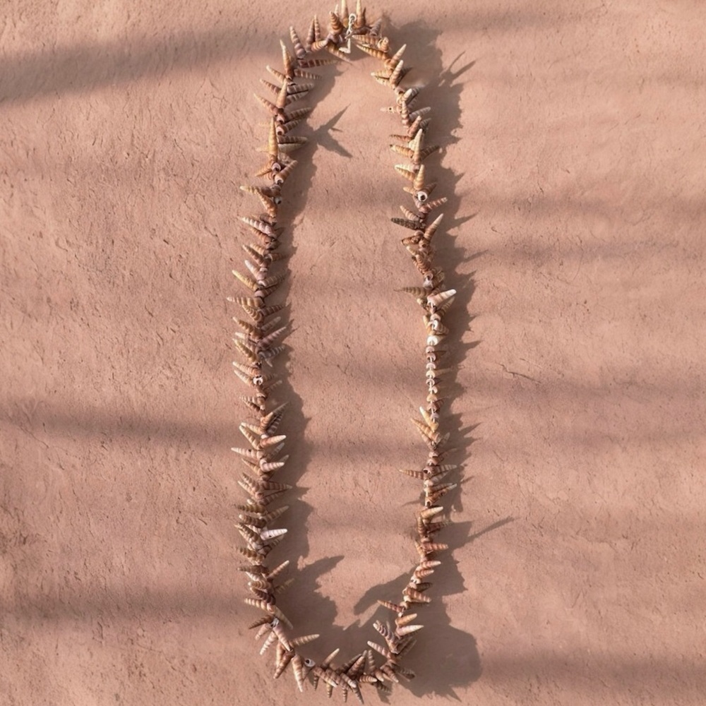 Mermaid Turritella Unicorn Horn Spiral Beachy Boho Shell Necklace Strand 48” - Picture 11 of 11